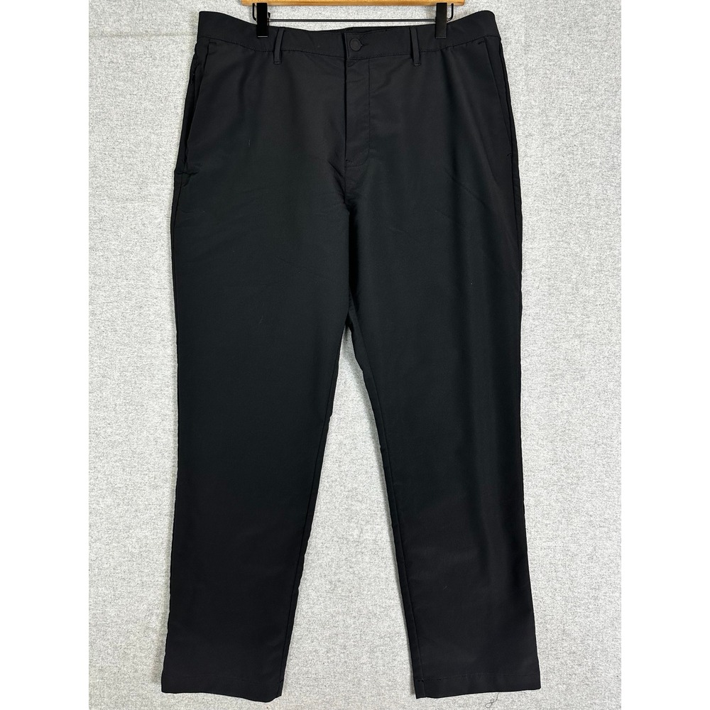 Banana Republic Performance Flat Front Pant Mens 38x30 Black Straight Trousers